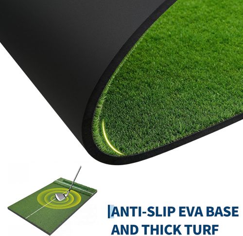 Golf Hitting Mat 5x4 ft with Ball Tray Dual Turf Swing Driving Training Practice — image 4