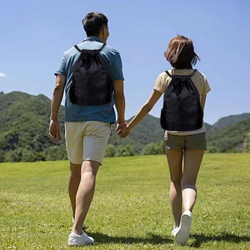 Drawstring Bag, Unisex Large Sports Backpack String Drawstring PE Bags, Black UK — image 11