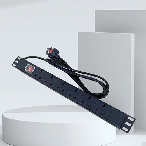 6‑Way UK PDU Power Strip Rack Mount Power Distribution Unit 13A Surge Protected