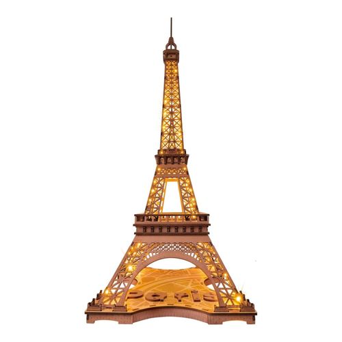 Rolife 4 lighting modes 3D Wooden Puzzle Eiffel Tower's Night DIY Model Toy — image 3