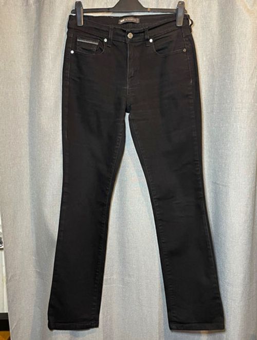 Levi’s 505 Women’s Straight Leg Stretch Denim Jeans Black Dark Wash W30 L34
