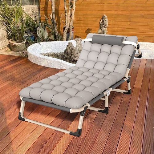 Folding Bed Camping Travel Heavy Duty Single Mattress Portable Sleeping Cot Grey — image 4