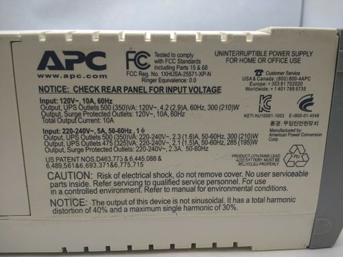 APC Back UPS CS 500 VA Offline Tower BK500EI UPS No Battery — image 4