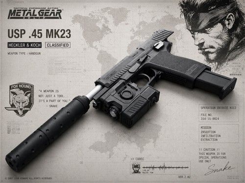 Metal Gear Solid Snake Inspired Pistol Replica Toy Prop Kit, Non-Firing Display