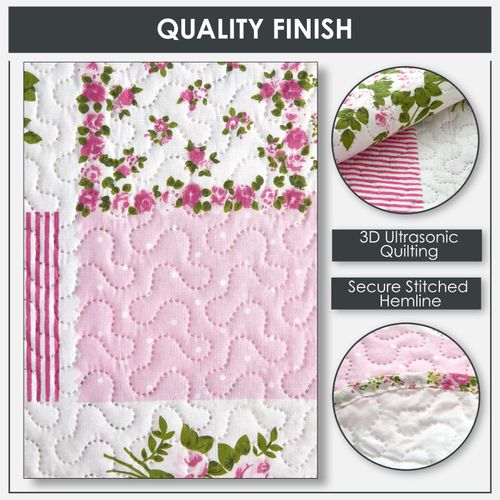 Bedspread Set 3Pcs Quilted Patchwork Bedspread Double King Single Bed Cotswold — image 2