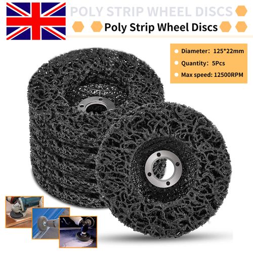 5x125mm 5" Poly Strip Wheel Discs Paint Rust Remove Abrasive Angle Grinder UK — image 1