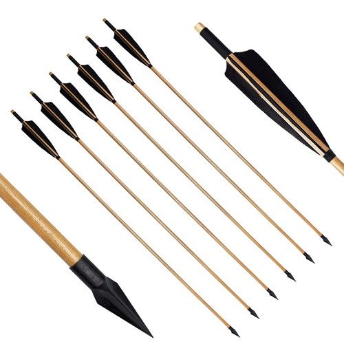 Handmade Tradition  33" Wooden Arrow LongBow Spine 300 With Medieval Tip