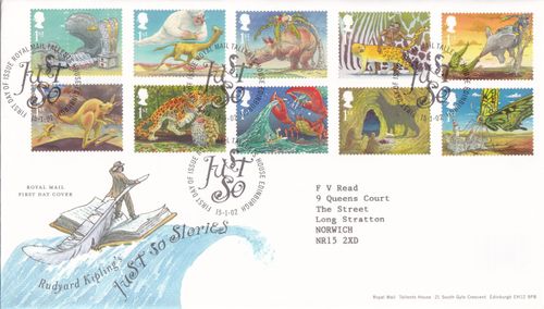 Just So Rudyard Kipling GB RM FDC Tallents 2002 CLEARANCE (152675) — image 1