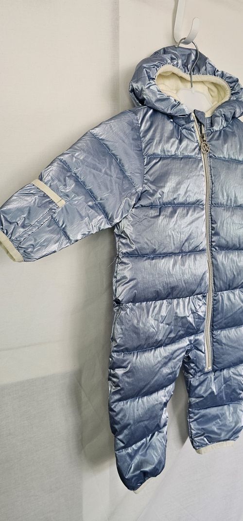 Michael Kors Baby Blue Hooded Puffer Snowsuit Full Zip Lined Padded 3-6M — image 4