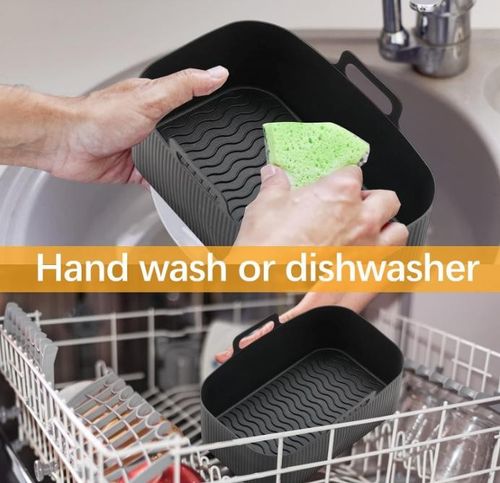 2X Silicone Air Fryer Liners Ninja Premium Dual Reusable Non-Stick Basket Insert — image 4