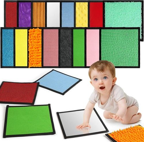 Vicloon Sensory Mats, 16 PCS Mini Tactile Sensory Tiles, Sensory Toys for Autism