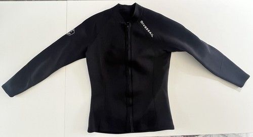 DIVE & SAIL 2mm Neoprene Wetsuit Jacket Unisex Long Sleeve Front Zip Black - XL