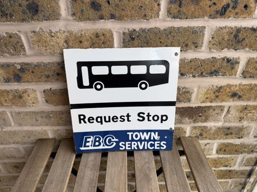 Original Eastbourne Bus Stop Request Enamel Sign — image 2