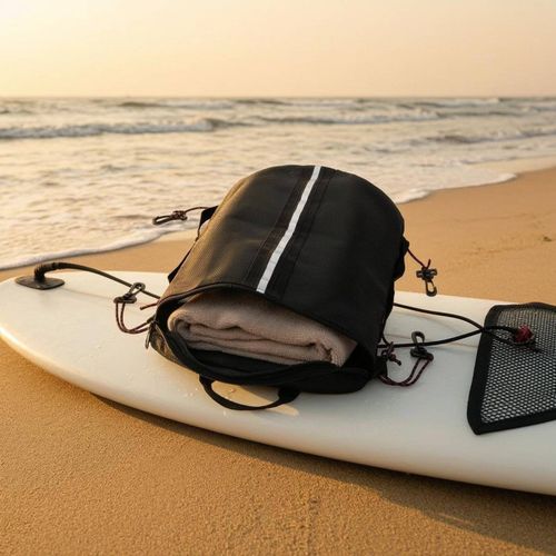 Surfboard Deck Storage Bag Zippered SUP Mesh Storage Bag Reflective Strip — image 7