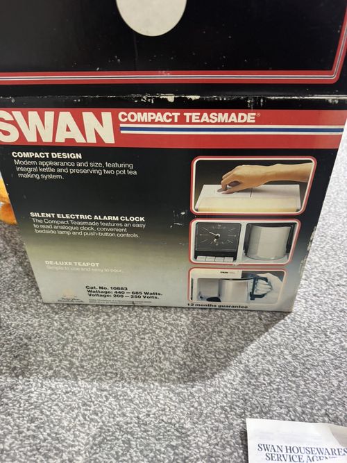 Vintage Swan Compact Teasmade With Alarm Clock Tea Maker Original Box need plug — image 5