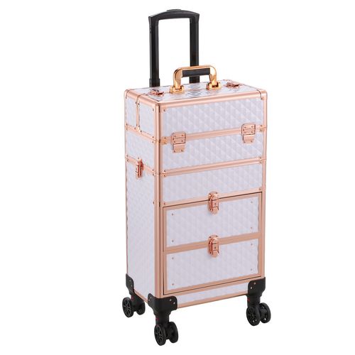 4 in 1 Makeup Trolley Case Vanity Cosmetic Hairdressing 2 Drawer Case on Wheels — image 5