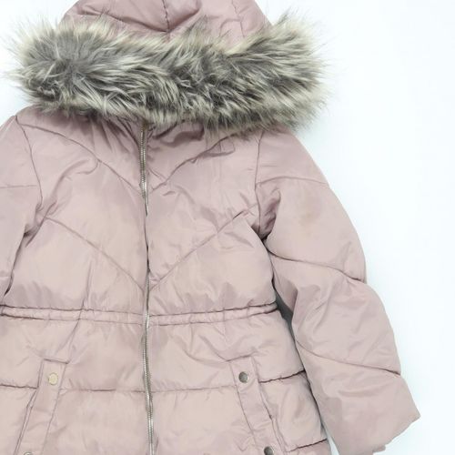 NEXT Girls Puffer Jacket Coat Size 10 Years Pink Mid-Length Long Sleeve Casual — image 10