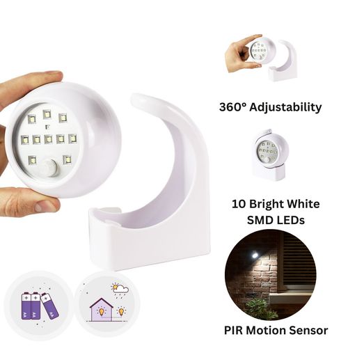 Battery 360° PIR Motion Sensor LED Outdoor White Security Wall Welcome Light — image 4
