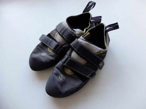 Worn Evolv Defy Climbing Shoes UK11 US 12 EU43 1/3 Charcoal & Lime