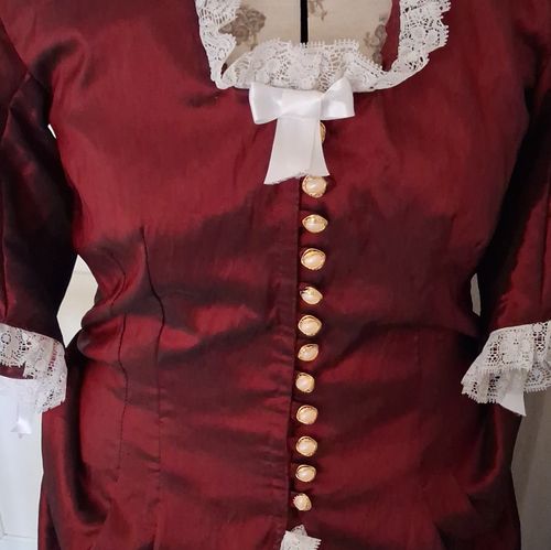 Women's Victorian/Edwardian Red Dress Costume Lace Trim One Size — image 4