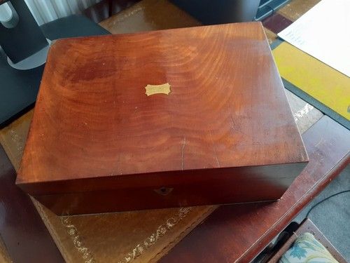 vintage wooden box with hinged lid