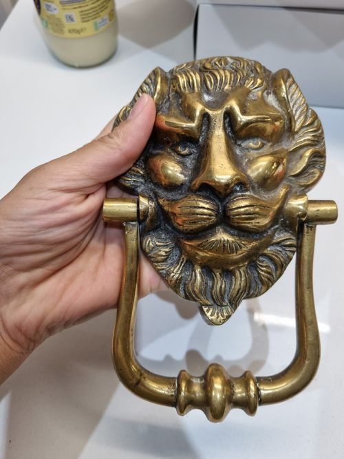 Antique Victorian Brass Lions Head Door Knocker Door Hardware Old — image 7