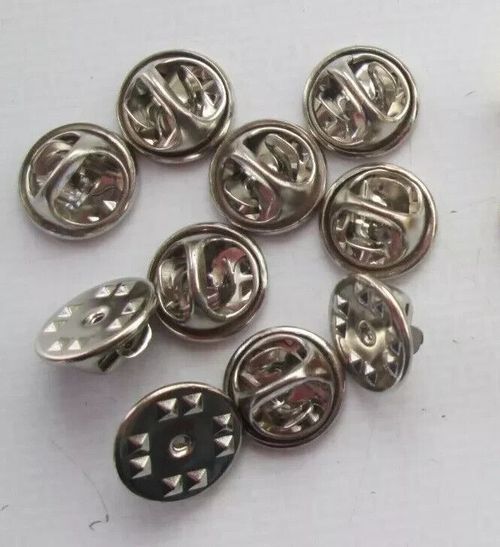 10  Replacement  Pin Badge Backs Butterfly Clasp Fastener Clips Silver  Colour — image 1