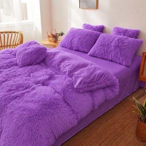 Fluffy Long Faux Fur Duvet Cover Shaggy Teddy Fleece Soft Warm Winter Bedding