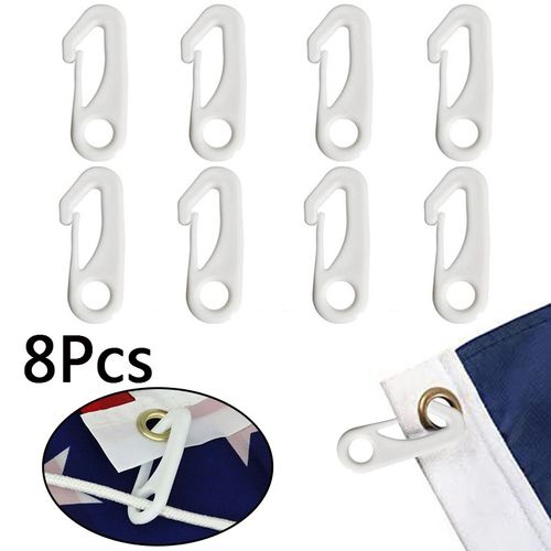 8Pcs Heavy Duty Flagpole Snap Hook Clips Flag Pole Attachment Accessories White — image 8