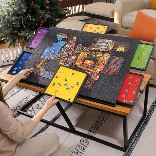 1000PCS Tilting Puzzle Board with 2in1 Designed Stand Cover Felt Mat w/ 6 Drawer — image 11