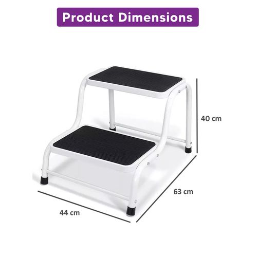 Caravan Double Step Stool Steel Non Slip Rubber Mobility Support Tread Safety — image 3
