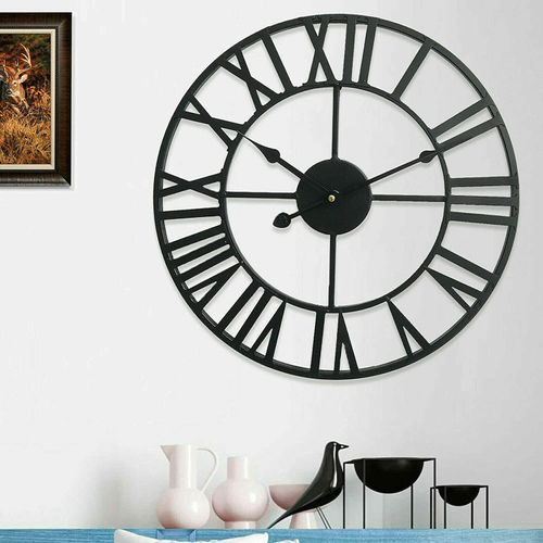 78cm Round Extra Large Roman Numerals Skeleton Wall Clock Big Giant Open Face — image 6
