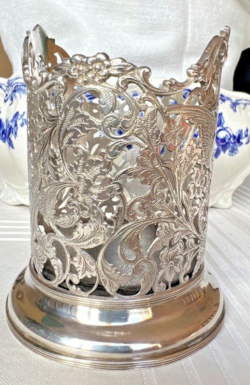 Antique Solid Silver ornated Wine Coaster or Vase, German? Dutch? — image 7