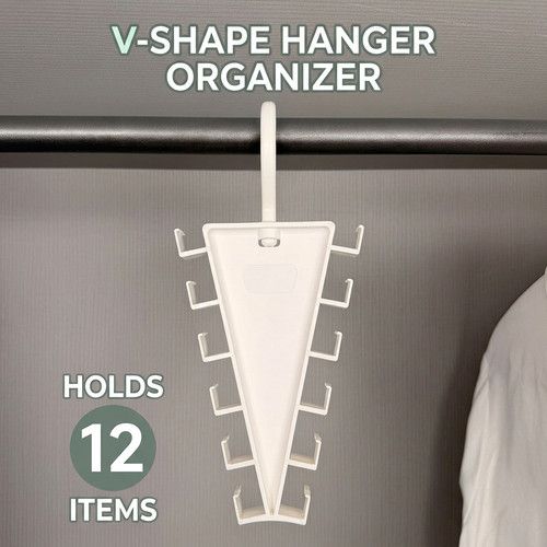 Rotatable V Shaped Clothes Hanger with 12 Hooks Closet Space Saving Organizer