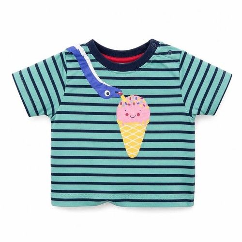 Unisex Baby & Toddler Lilly + Sid Size 3-6 Months Basic T-Shirt Blue Striped