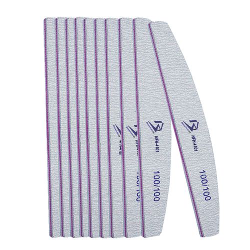 Professional Nail Files 100/180/240 Grit Half Moon Emery Board Buffer File Set — image 1