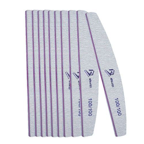 Professional Nail Files 100/180/240 Grit Half Moon Emery Board Buffer File Set