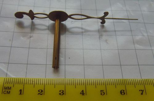Long Case brass Seconds Clock Hand. #2  Drilled & Split Brass Collet. — image 2
