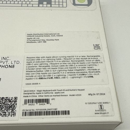 GENUINE APPLE MAGIC KEYBOARD WITH NUMERIC KEYPAD TOUCH ID SILVER WIRELESS A2520 — image 4