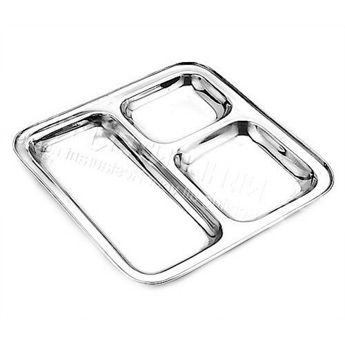 Stainless Steel 5/3 Compartment Food Serving Dish Indian Large  Dinner Plate uk — image 1