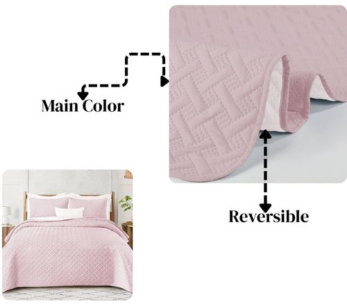 3 Pcs Quilted Reversible Bedspread Bed Throw Single Double King Size Bedding Set — image 8