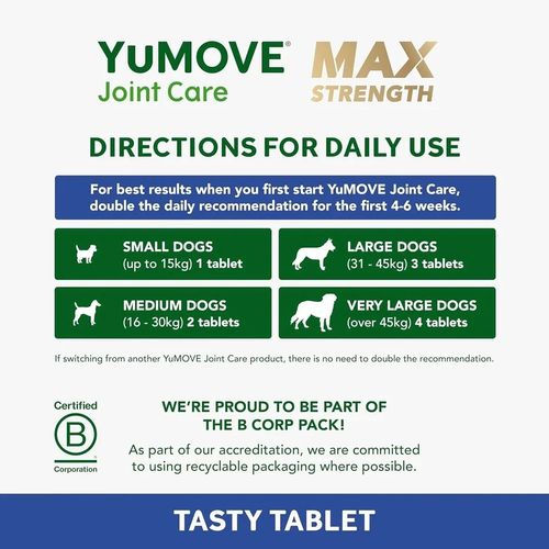 YuMOVE Senior MAX Strength Senior Dog Strength Joint Supplement - 120 Tablets UK — image 2