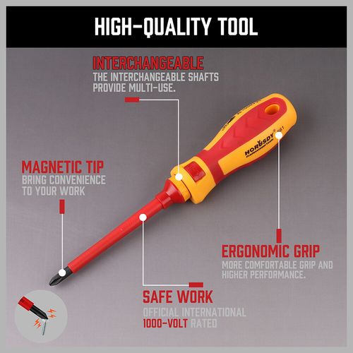 VDE Insulated Electrician Screwdriver Set Pozi Philips Flat Torx Interchangeable — image 4
