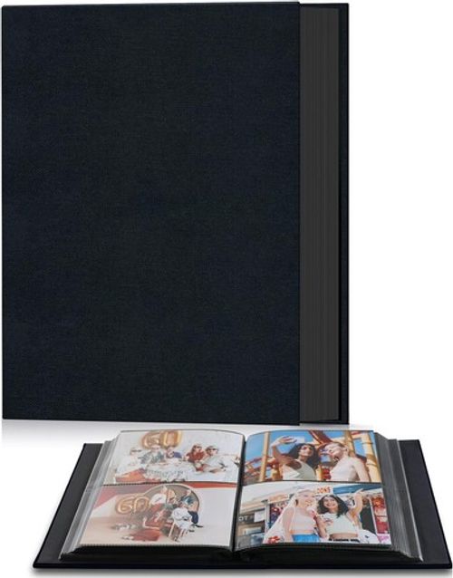4x6 Photo Album 200 Pockets Slip In Linen Hardcover Black Memory Book
