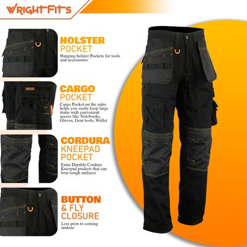 Men Cargo Combat Work Trousers Heavy Duty Holster & Knee Pads Pockets Trade Pant — image 2