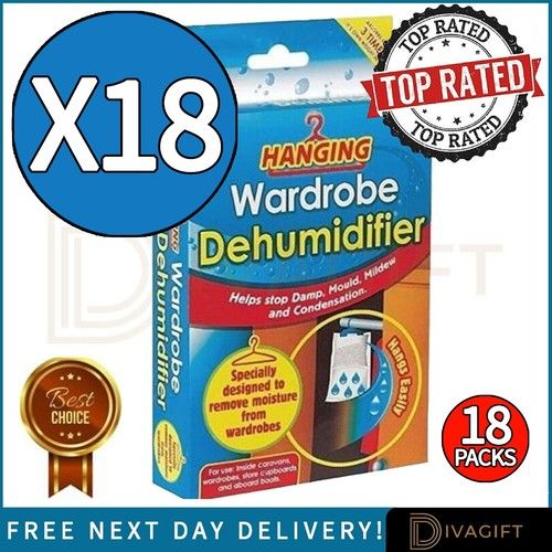 18 x HANGING WARDROBE DEHUMIDIFIER BAGS CONDENSATION MOULD MILDEW DAMP FOR HOME