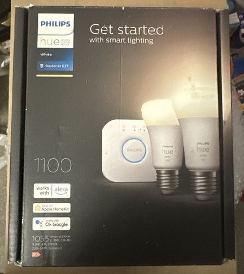 Philips Hue E27 1100lumens White Smart Starter Kit: 2 Bulbs + Bridge 🎄🎁
