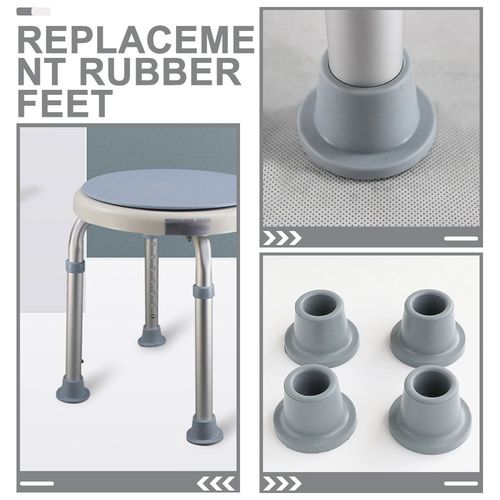 8Pcs Shower Chair Leg Pads Grey Rubber Nonslip Durable Replacement Feet — image 2