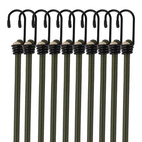 Bungee Cords with Hooks – 10 Pack Heavy Duty Elastic Straps for Car, Van & Trave
