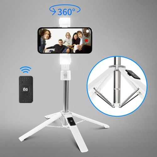 Selfie Stick Tripod Light Phone Holder Stand Remote Bluetooth For iPhone Samsung
